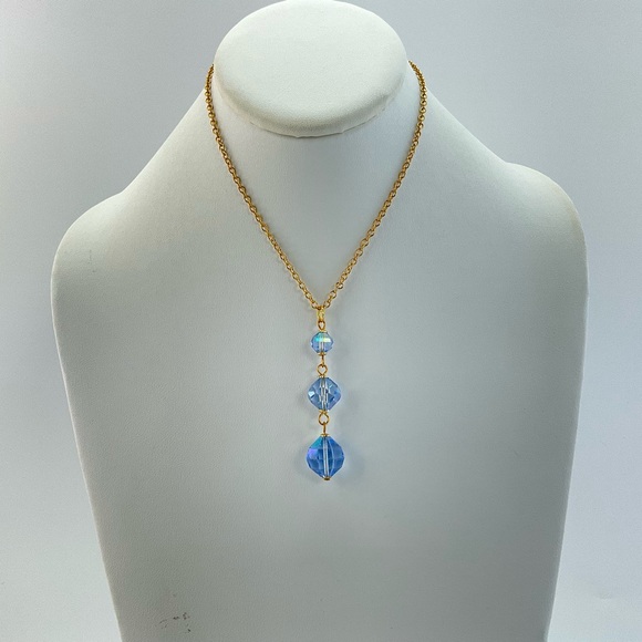 HOST PICK! Aurora Borealis Crystal Pendant Necklace, Handmade, Vintage Crystals - Picture 5 of 11